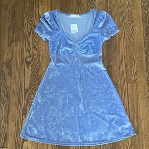 Urban Outfitters Blue crushed velvet skater dress